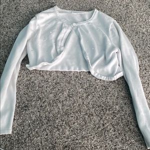 White Faux Pearl Cropped Sweater